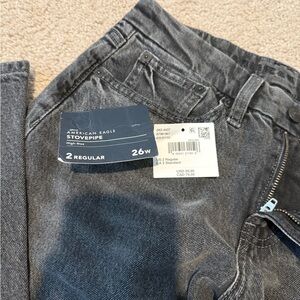 American Eagle Outfitters Stovepipe High-Rise Jeans - Washed Black/Gray